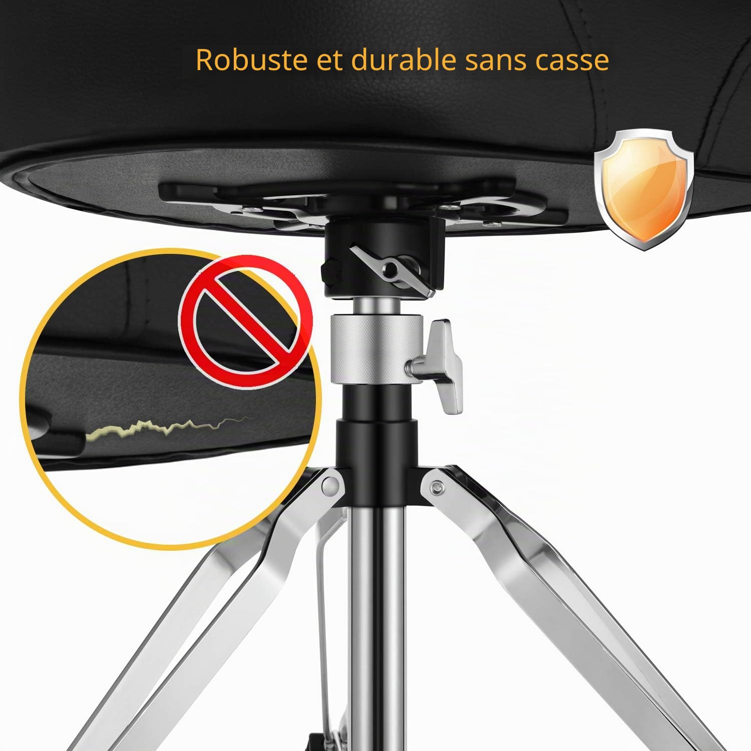 Donner Tabouret de Tambour Réglable, Chaise de Tambour Rembourrée en Style de Moto pour Spectacle de Musique