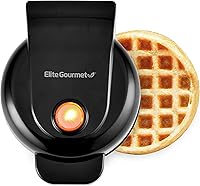 Elite Gourmet EWM013B Mini Waffle Maker - 5-Inch Nonstick Plates for Crispy Belgian Waffles, Sandwiches, Hash Browns & Snacks, Compact Black