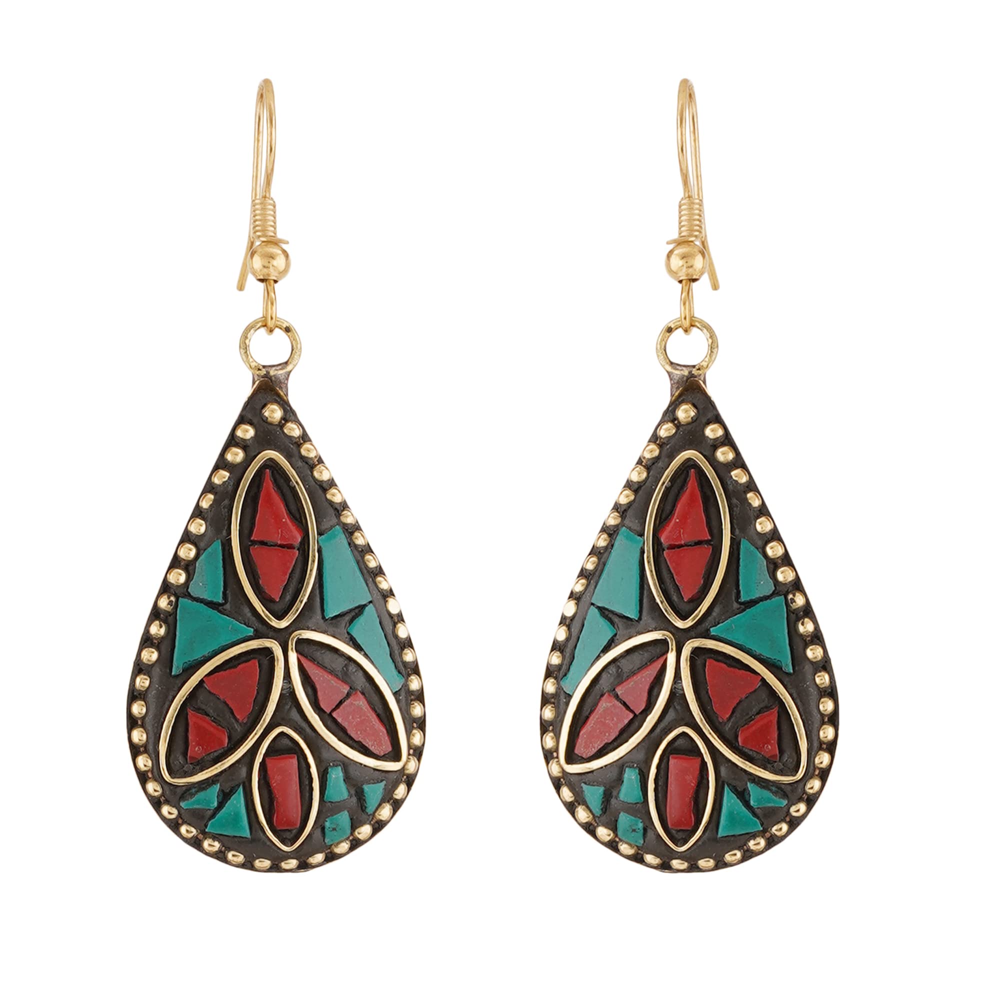 Shreyadzines Non-precious Metal Dangling Handmade Lightweight Hook Tibetan Style Earrings for Women
