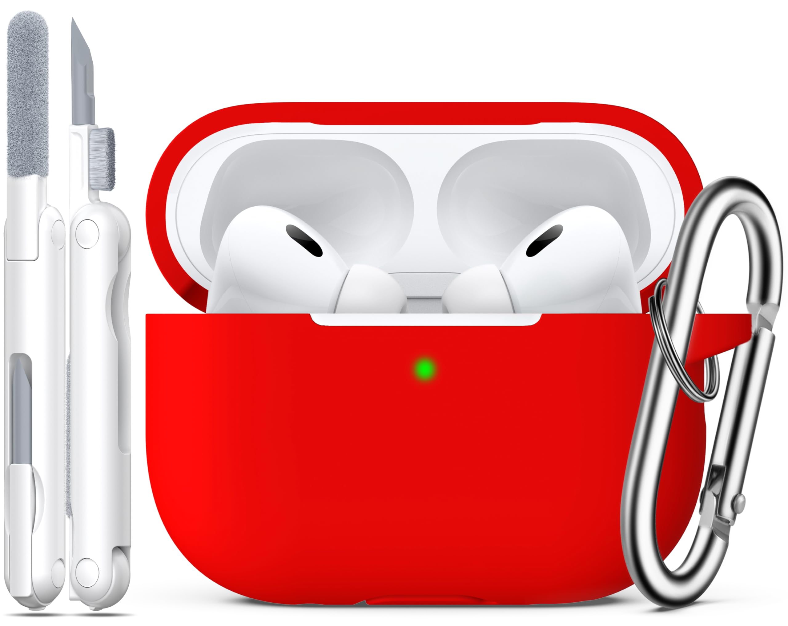 R-fun Funda para AirPods 4 con Kit de Limpieza, Case de Silicona Suave con Llavero, Funda Protectora Completa para Hombres y Mujeres, Compatible con Apple Latest Airpods 4th, Rojo — view 82