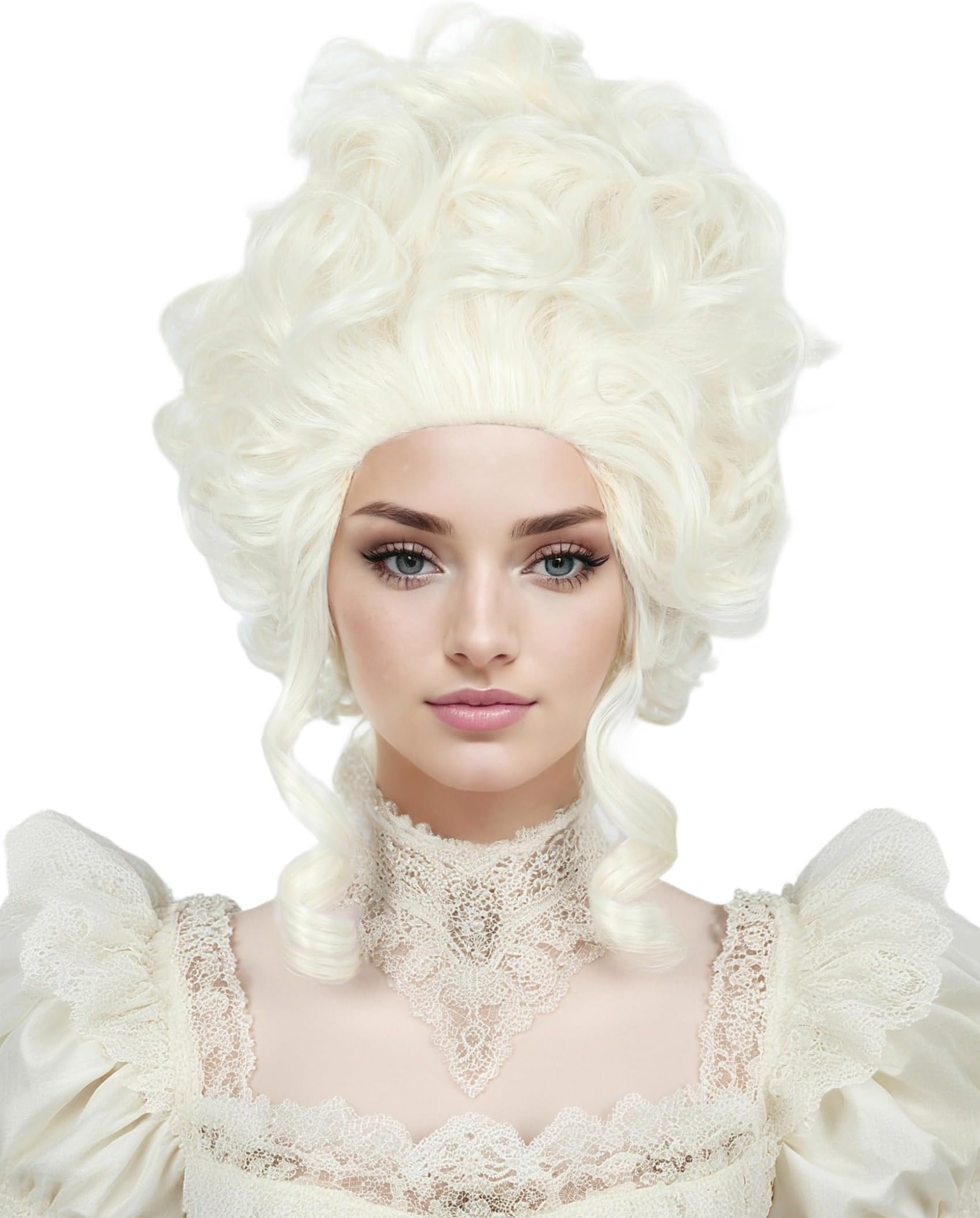 Linfairy 18th Century Short Blonde Wigs Halloween Baroque Wig for Women fits 50s 80s Costume