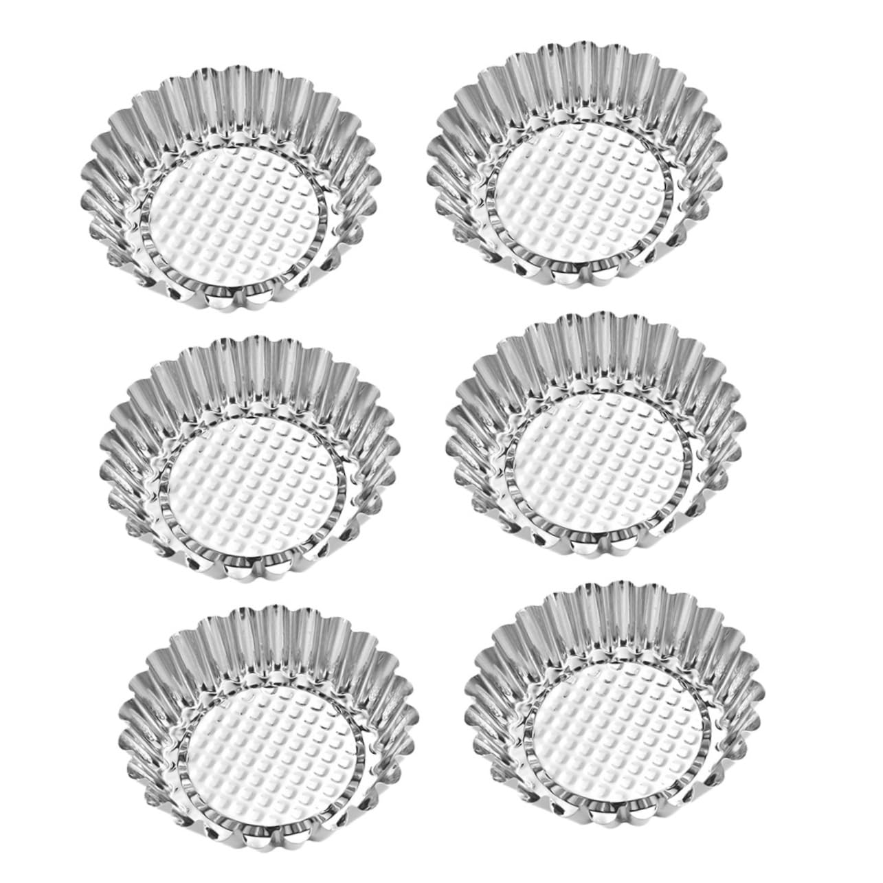 BRIGHTFUFU Egg Tart Molds 6pcs Stainless Steel Tart Molds Mini Baking Pans Flower Shape Easy to Demold Reusable