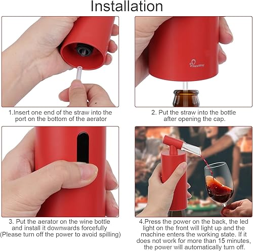 Miniatura 4 de NewWay Vertedor eléctrico aireador de vino juego de bomba dispensadora de inducción para disfrutar del vino sin esfuerzo, porciones precisas de 1.5