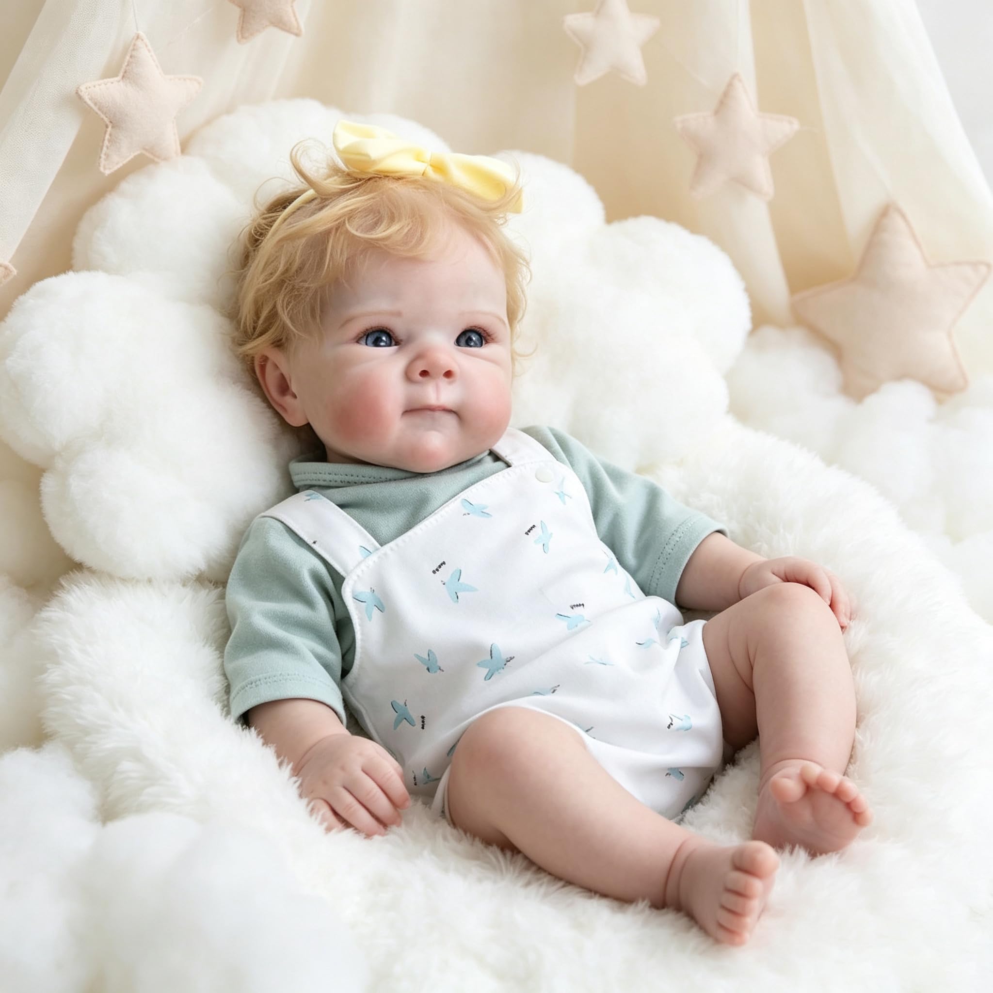 Bambole Reborn in Silicone Corpo Intero 45cm, Bambole Neonato Realistica con Capelli Impiantati, Bambole Bébé Artigianale Pesata con Set Accessori Completo per Regalo Bambini & Collezionisti
