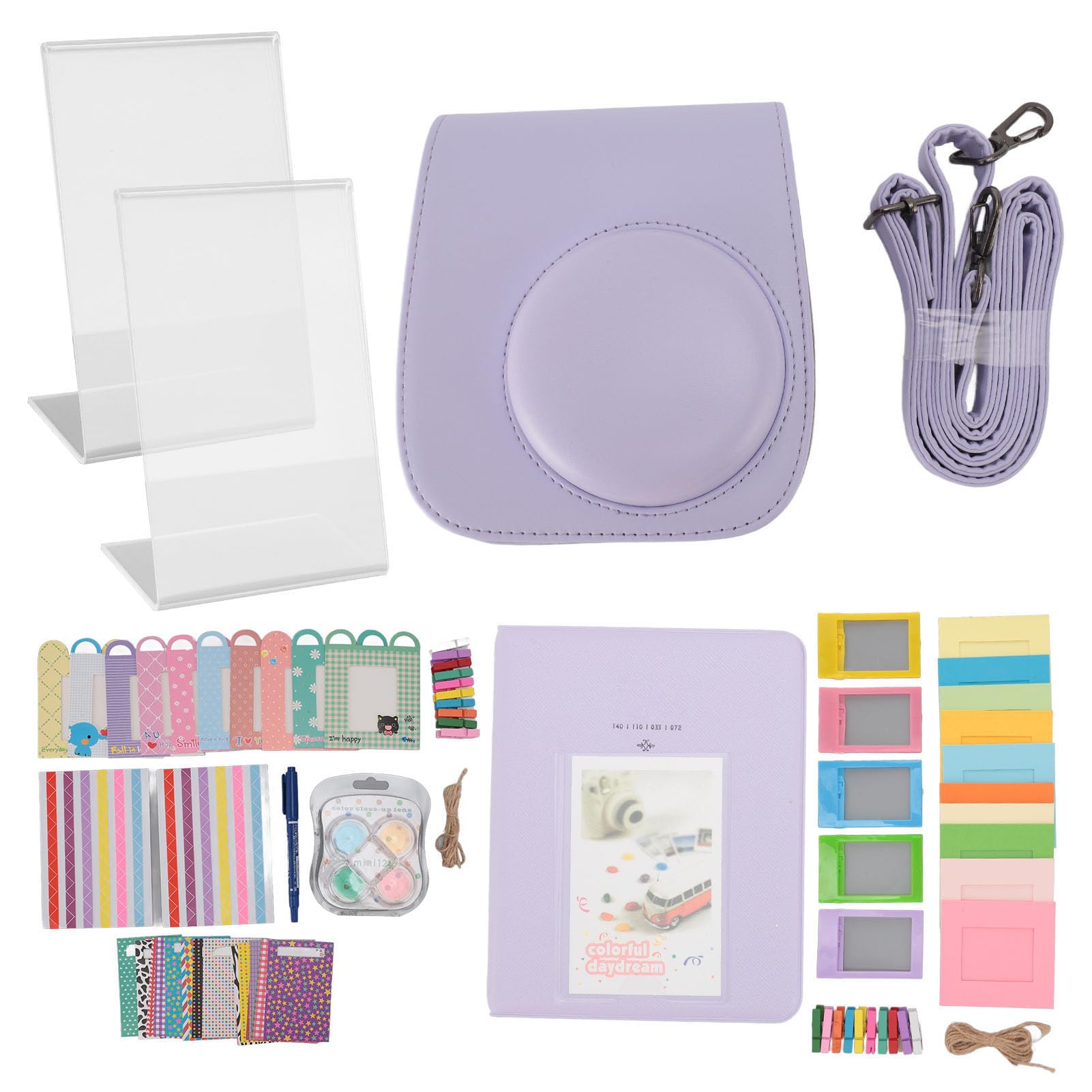 Mini 12 Elegante Custodia per Fotocamera in Pelle PU Borsa a Tracolla Portatile per Visualizzazione Foto per Mini 12 (Viola)