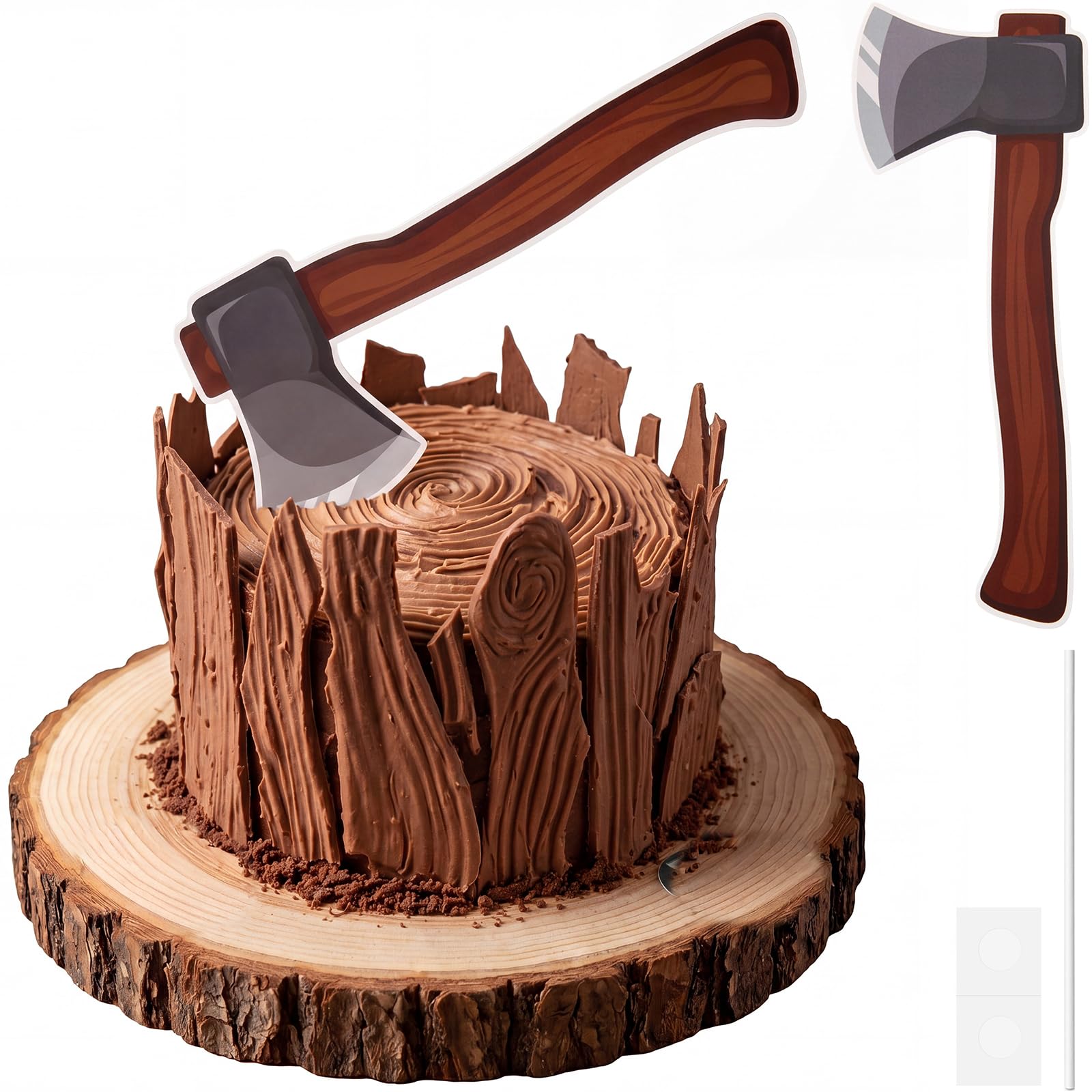 Domensi Lumberjack Axe Cake Topper, Logger Woodland Theme Party Decoration