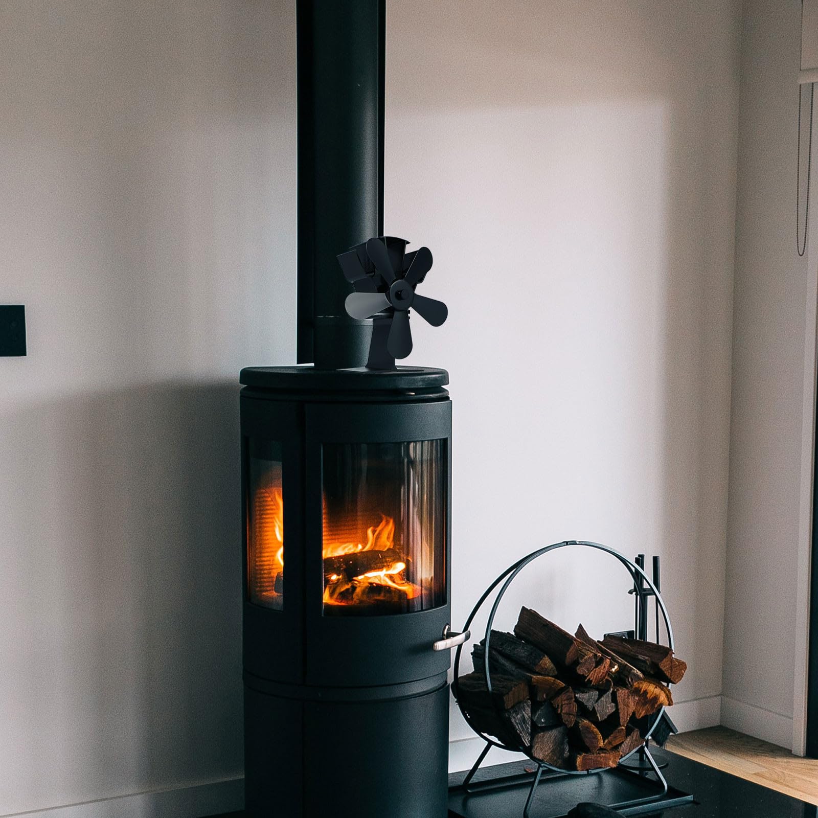 GALPADA Ventilatore per Stufa Legna Termoventilatore da Caminetto a 5 Pale in Lega di Alluminio, Silenzioso senza Elettricità, per Creare Un'atmosfera Estiva Confortevole