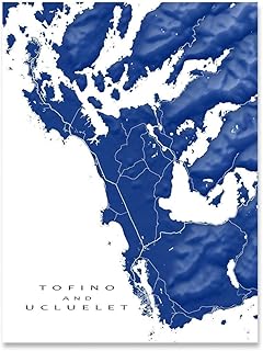 Tofino Map of Tofino Print 8x10, Tofino Poster 24x36, Tofino Wall Art Decor, Vancouver Island BC Canada, Ucluelet