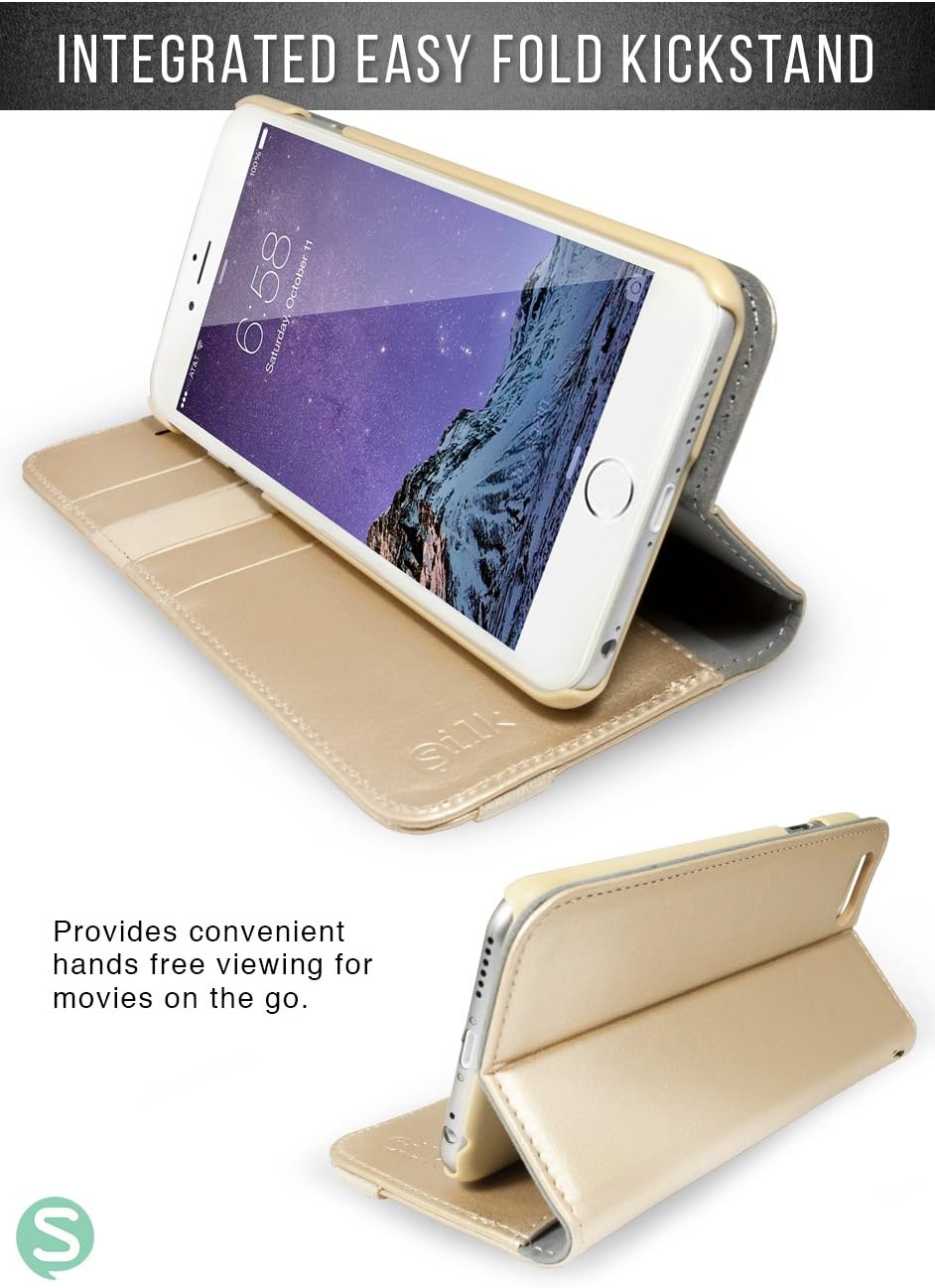 Smartish iPhone 6 Plus/6s Plus Wallet Case - Folio Wallet Case for iPhone 6 Plus/6s Plus (5.5") - [Protective Portfolio Cover with Foldable Kickstand] (Silk) - Goldilocks