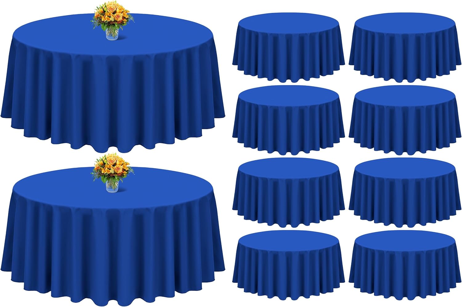 Showgeous 10 Pack Royal Blue Round Tablecloth 90 Inch