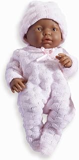 JC Toys Mini La Newborn African American | Anatomically Correct Real Girl Baby Doll | 9.5" All-Vinyl | Includes Pink Outfit, Hat and Pacifier | Designed by Berenguer | Ages 2+