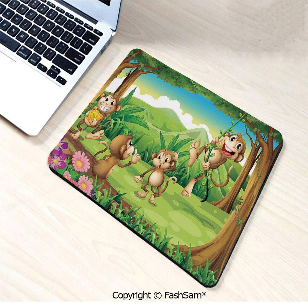 Personalized 3D Mouse Pad Digital Dot Featured Monkey Face Portrait Little Geometrical Rounds Print for Laptop Desktop(W9.85xL11.8)