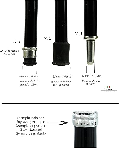 Miniatura 10 de CAVAGNINI Italia  Bastón de caminar personalizado  Nombre grabado de longitud de color  Metal de madera, artesanos italianos, mango de cabeza de