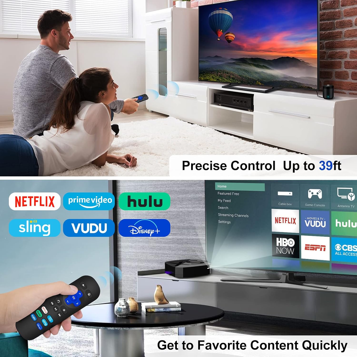 【Pack of 2】 2 Piece Replacement Remote for Roku,Both for All Roku TV,Roku 1,2,3,4 and Roku Express[NOT for Any Roku Stick]