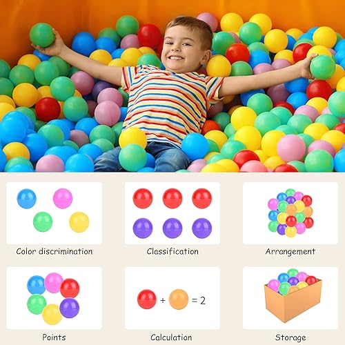 Miniatura 12 de Vanland - Pelotas de piscinas de bolas para bebés y niños, sin ftalatos, sin bisfenol A, plástico a prueba de aplastamiento, bolas multicolor