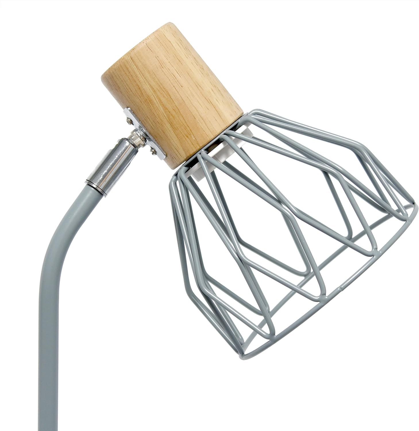 Simple Designs LD2022-GRY 18.19" Industrial Farmhouse Fusion Adjustable Cage Wire Office Accent Desk Lamp, Gray