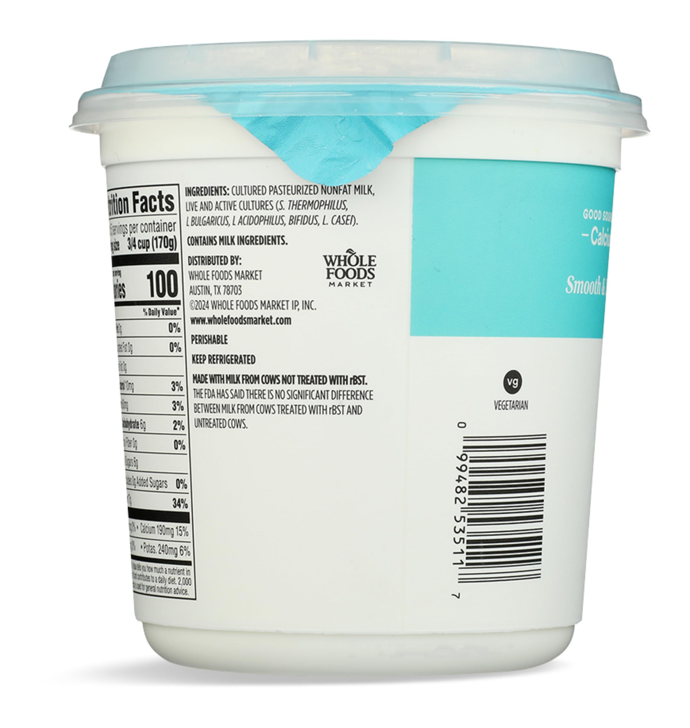 365 By Whole Foods Market Greek Yogurt Plain Nonfat 32 Ounce — view 4