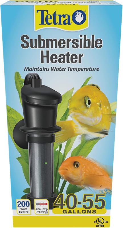 Calentador de acuario sumergible de 200 W para peceras de 40-55 galones | Termostato automático mantiene el agua a 78 grados, fácil de usar - Se conecta a la pared del acuario, resistente al calor y a los golpes