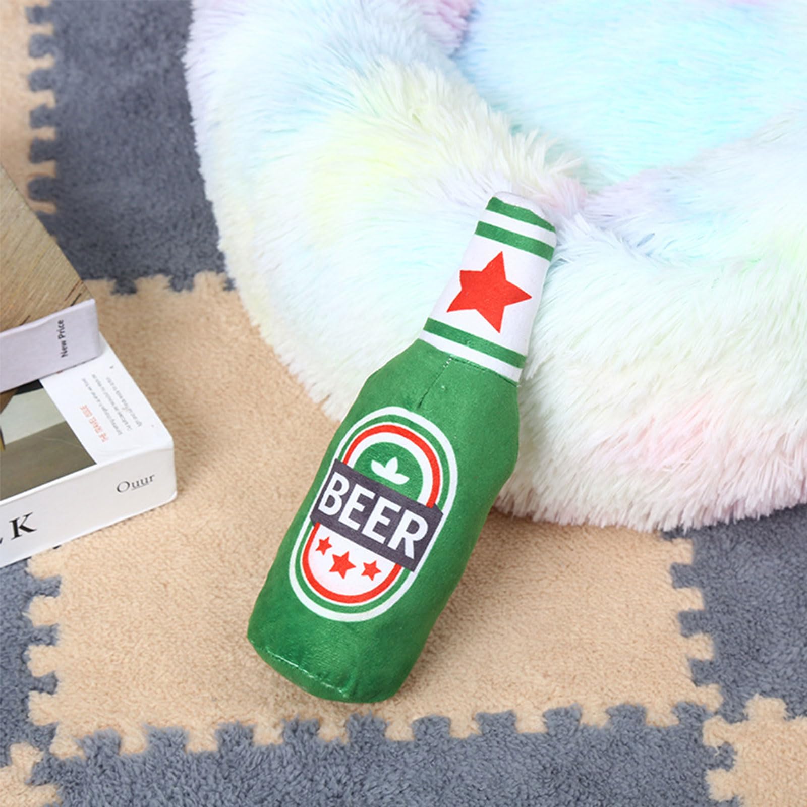 BDHI 2pcs Dog Beer Bottle Plush Toys Squeaky Dog Interactive Play Toy Interactive Dog Chew Toy Beer Bottle Plush Puppy Toys Portable Funny Cute Pet for Small Medium Dogs and Other Pets(Y289-2) - Image 4