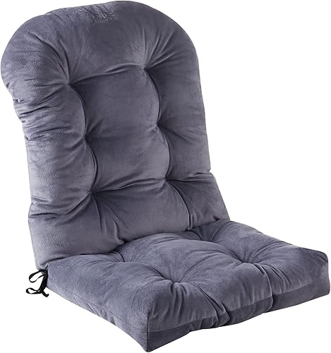 Big Hippo Adirondack - Cojín para silla de interior, con respaldo alto, copetudo, suave y grueso, para uso doméstico (gris)