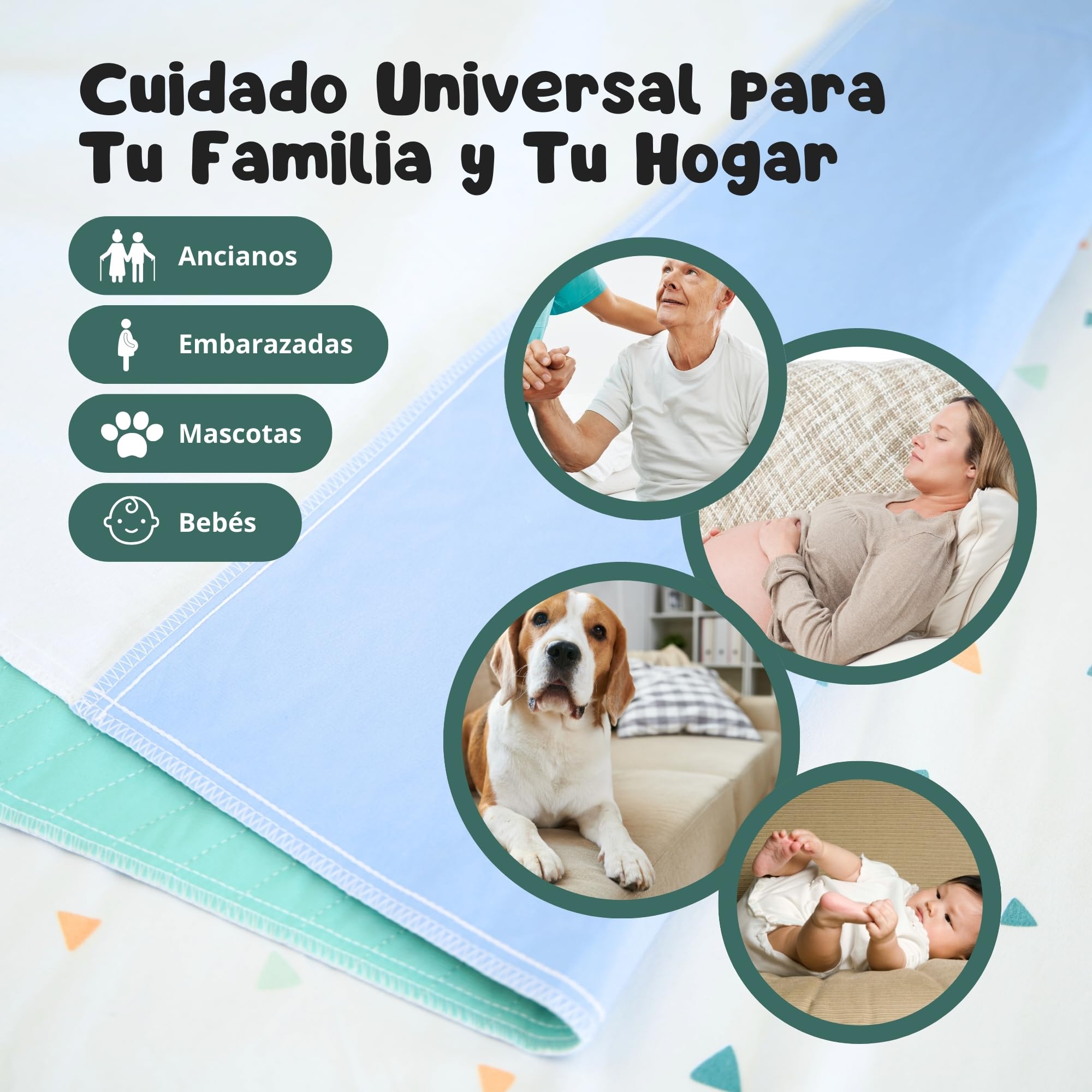 Pack 2 Empapadores Cama Adultos 135 x 85 cm Lavables con Alas - 4 Capas de protección - Impermeable Reutilizable Absorbente-Empapadores Adulto-Protector de 135 cm y alas de 45 cm (135X85 CM)