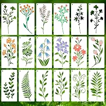 18PCS Reusable Flower & Leaf Stencils for Painting - Waterproof Botanical Drawing Templates for Wall, Wood, Canvas, Fabric, DIY Home Decor Crafts Art Supplies