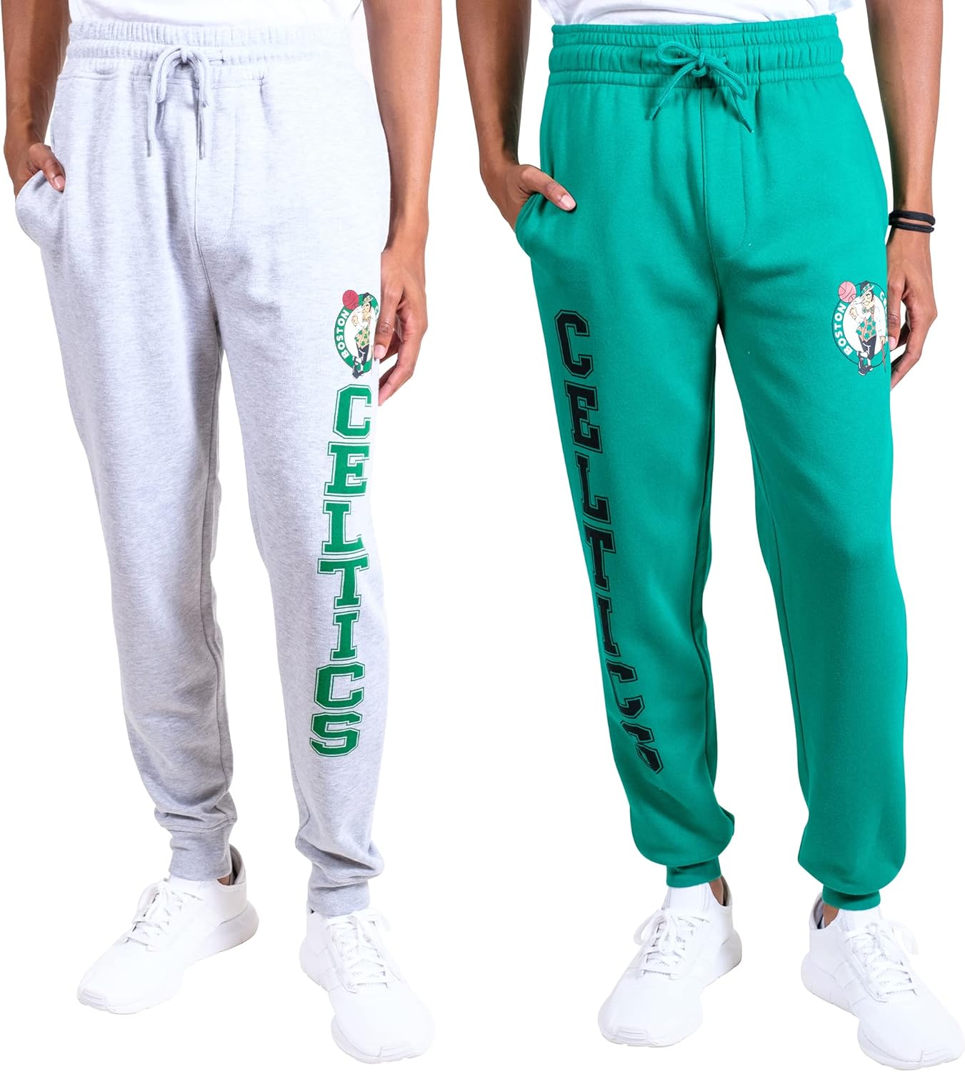 Ultra Game NBA Boston Celtics Men’s Super Soft Team Joggers Sweatpants (Two-Pack Large Size)