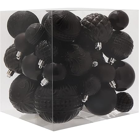 Amazon.com: KI Store Large Christmas Balls Black 4-Inch 16pcs 
