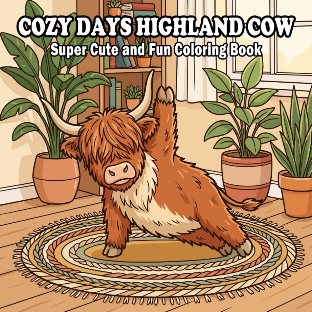 Highland Cow Coloring Book: Cute & Cozy Highland Cows for Relaxation