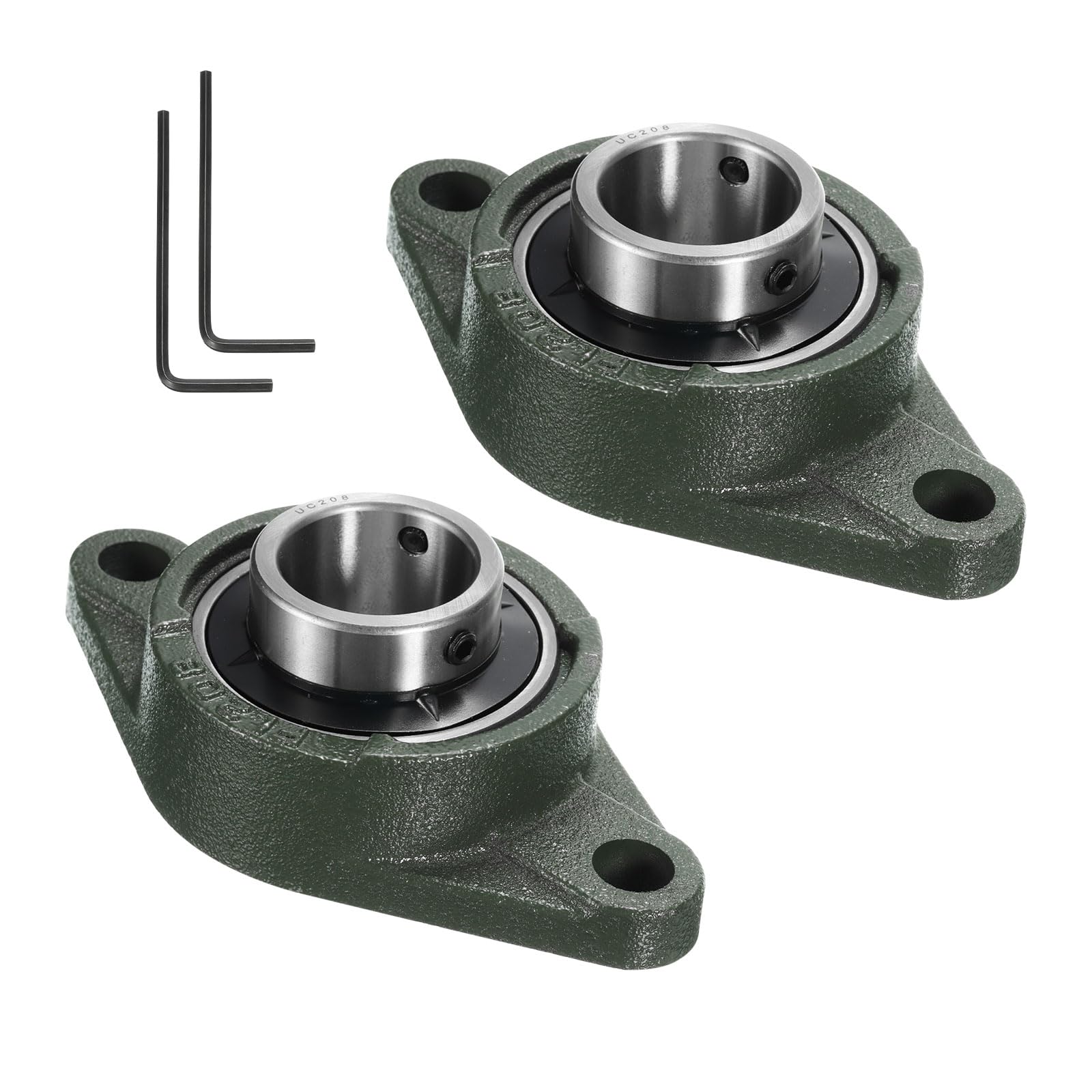 uxcell 2 rodamientos UCFL208 de bloque de almohada de 40 mm, autoalineación, rodamientos de acero cromado montado en base de hierro fundido sólido