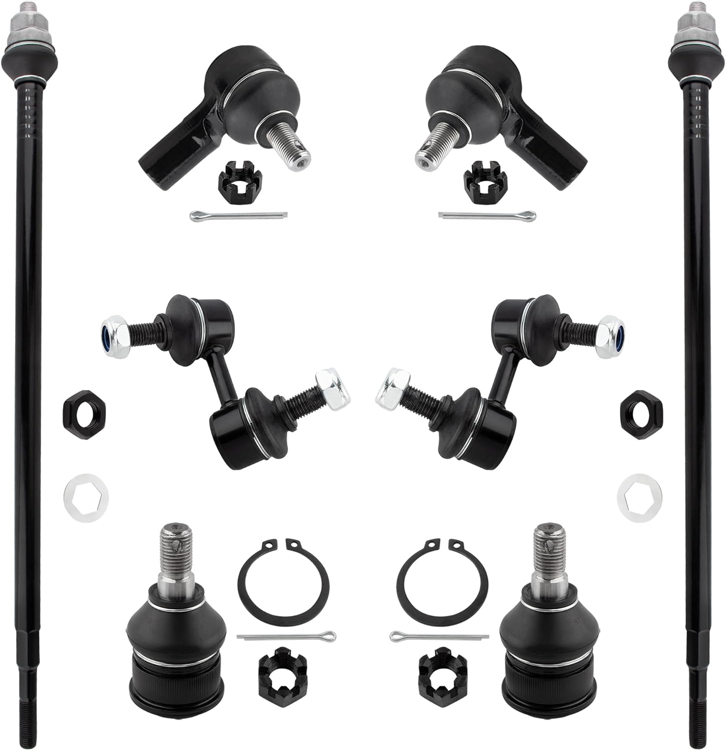 BOXI (Set of 8) Front Sway Bar End Links + Inner & Outer Tie Rod Ends + Lower Ball Joints Fit for Honda Element 2003 2004 2005 2006 2007 2008 2009 2010 2011 | K500004 K90454 K90455 ES80995 EV800242