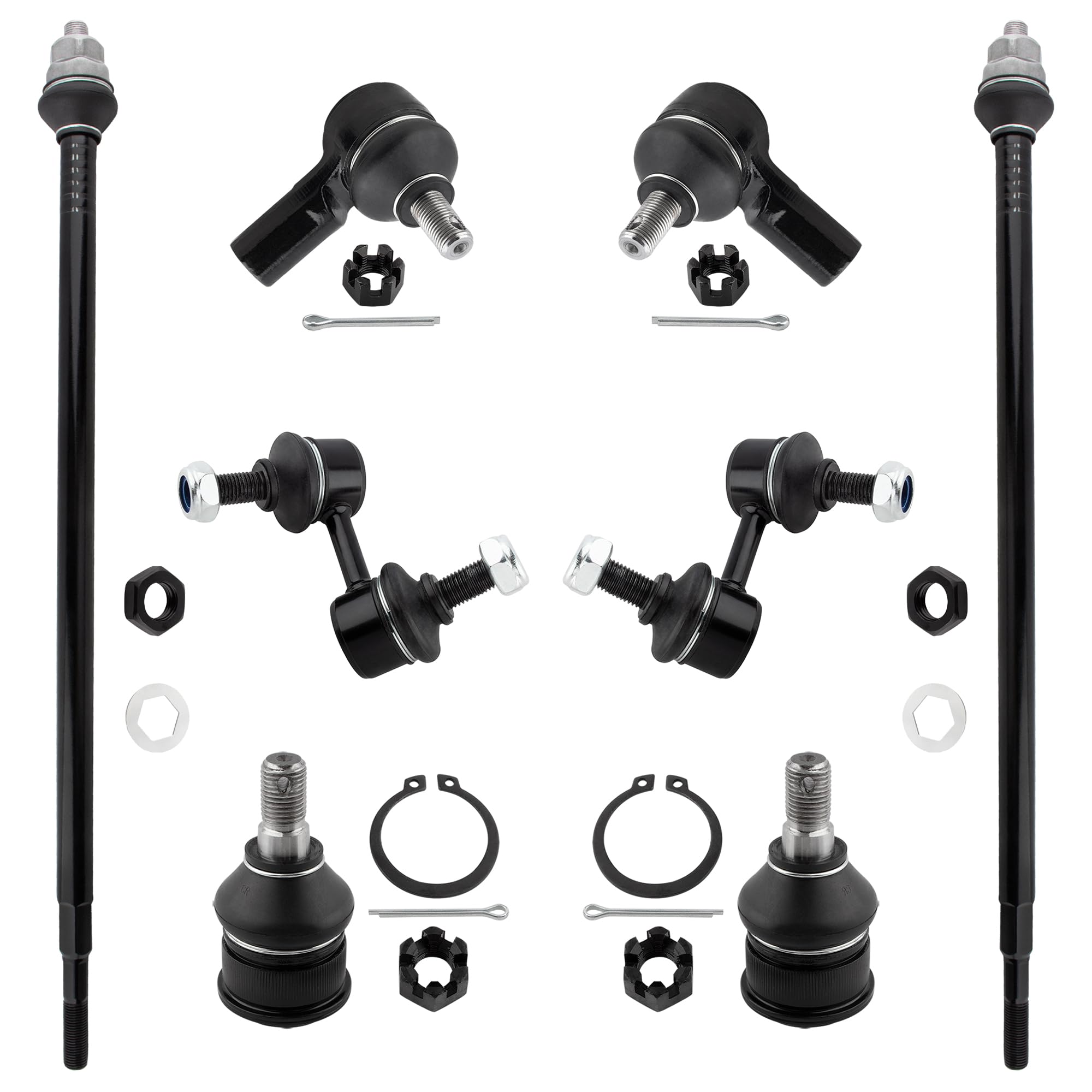 BOXI (Set of 8) Front Sway Bar End Links + Inner & Outer Tie Rod Ends + Lower Ball Joints Fit for Honda Element 2003 2004 2005 2006 2007 2008 2009 2010 2011 | K500004 K90454 K90455 ES80995 EV800242