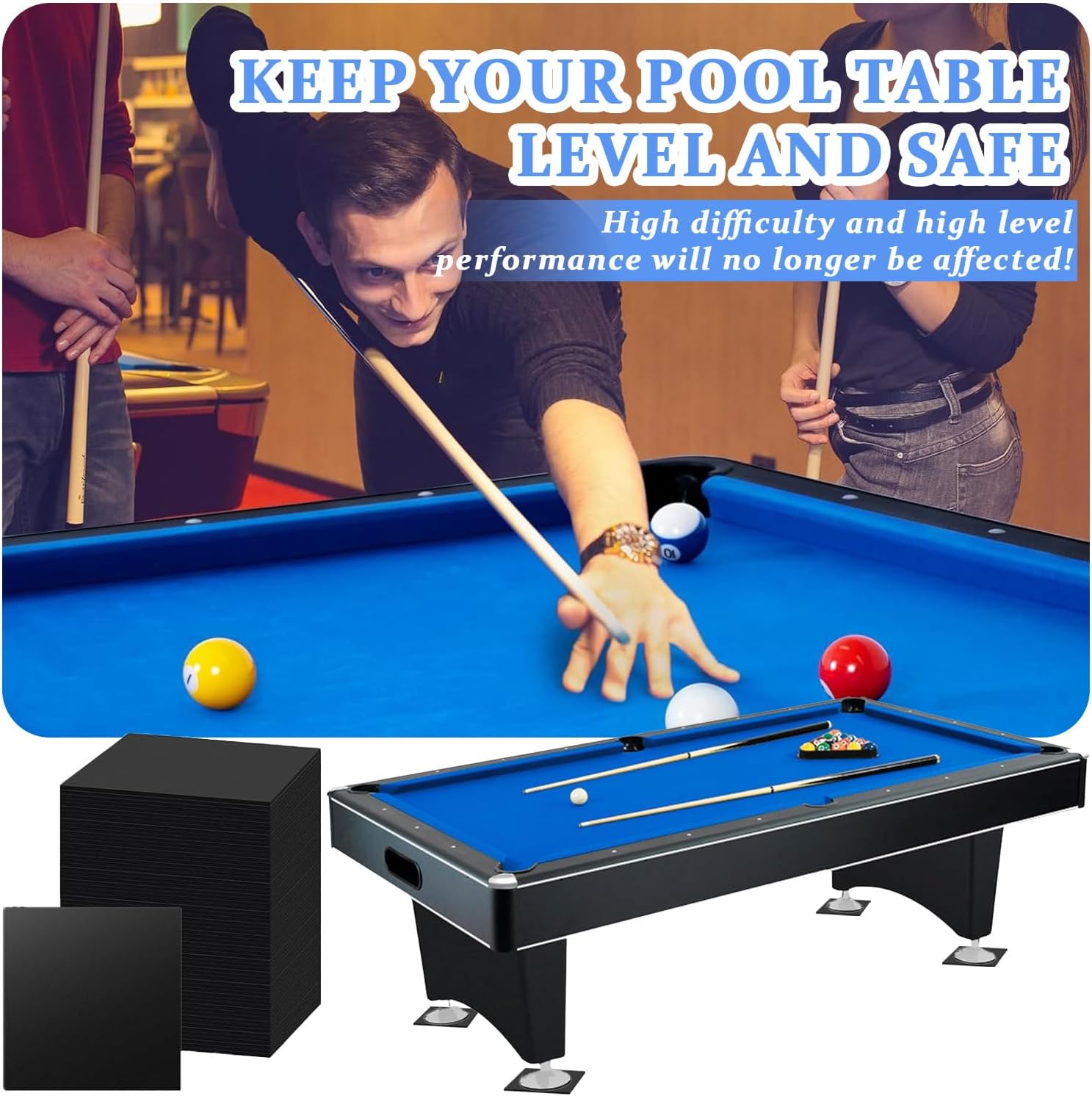 Billiard Pool Table Leg Shims, 3" Diameter Rubber Pool Table Leveling Kit Shims Foot Pad, Billiards Accessories Rubber Shims/Furniture Shims