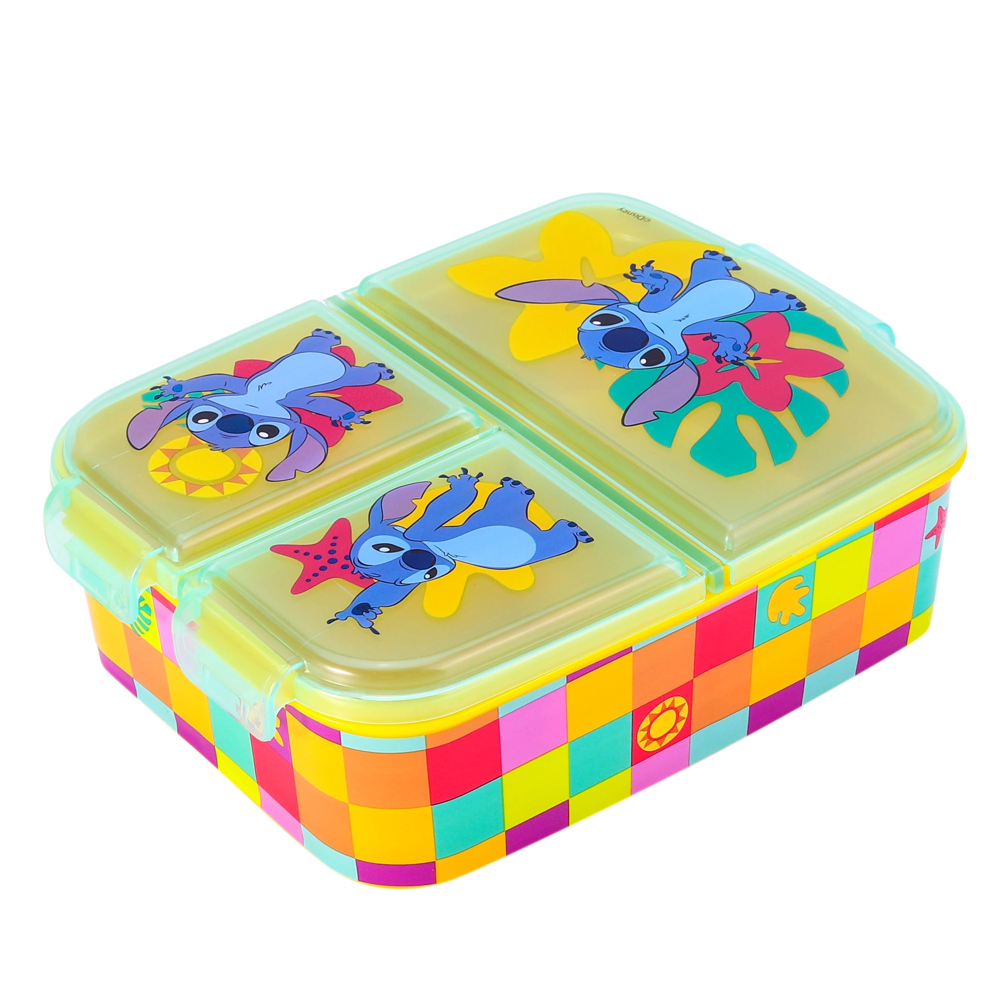 Zawadi Global Stitch Kids Childrens Multi Compartment Rectangular School Travel Lunch Food Box Sandwich Bento Container, BPA Free