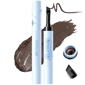 FOCALLURE Pro-stay No Smudge Eyebrow Pomade, 2-in-1 3D Brow Pomade with Brush, Waterproof & Sweat-proof Eyebrow Color Cream, Fills and Shapes Brows, Coffee Brown