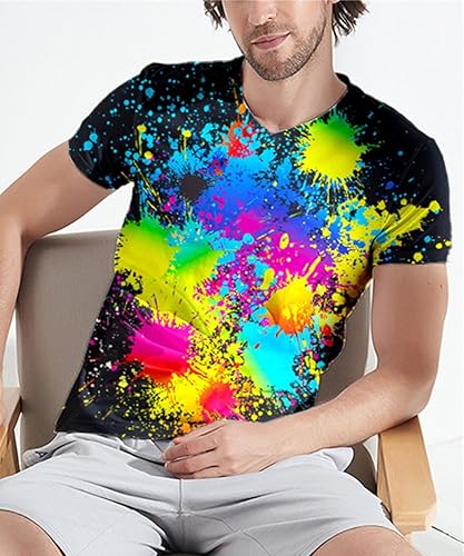 Miniatura 4 de Neemanndy Camisetas coloridas gráficas 3D de manga corta con cuello redondo para hombres, mujeres y jóvenes