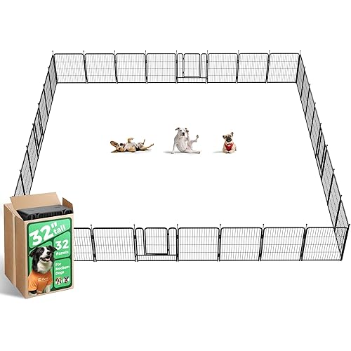 FXW Rollick Unleashed Dog Playpen for Indoor, Yard, RV Camping, 32 inch 32 Panels for Small and Medium Dogs, Black│Patented