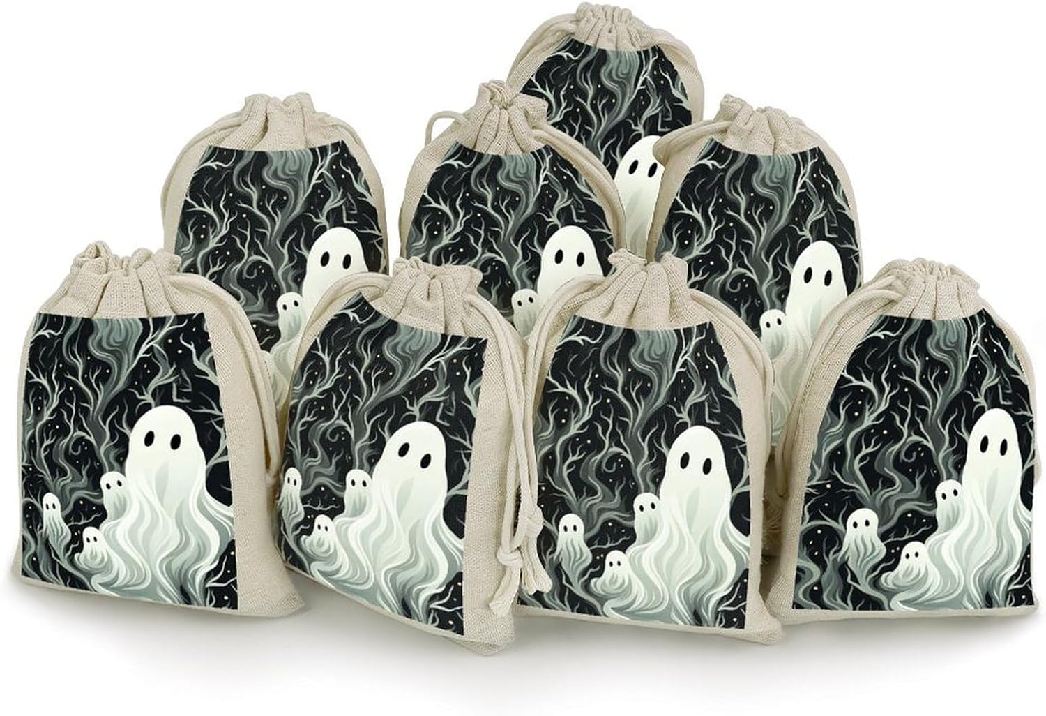 Cotton Linen Favors Bags 8 Pack Reusable Burlap Bags for Party Decorations
