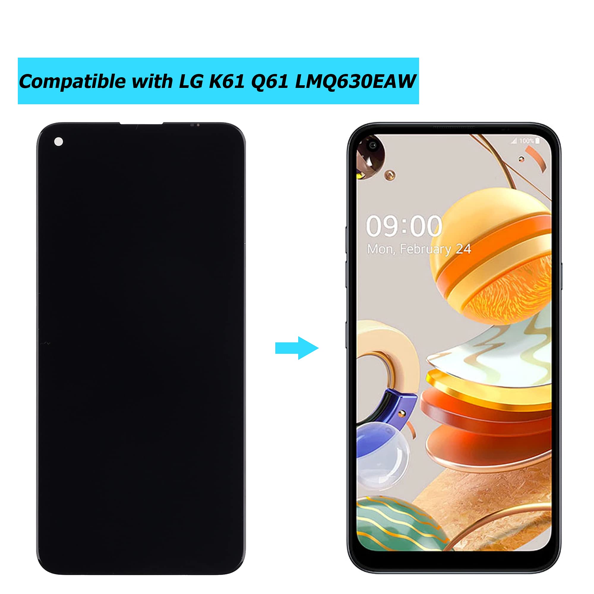 Für LG K61 Q630 LMQ630EAW Display Komplettes Bildschirm LCD + Touch