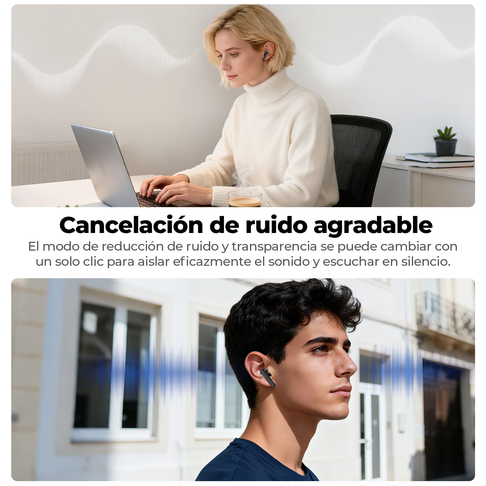 NE40 Auriculares Traductor con IA: Traducción en Tiempo Real de 134 Idiomas y 9 Modos - Auriculares Bluetooth 6.0 con Rueda de Control, IPX5 Impermeables, 48H Batería para Viajes, Negocios y Estudio