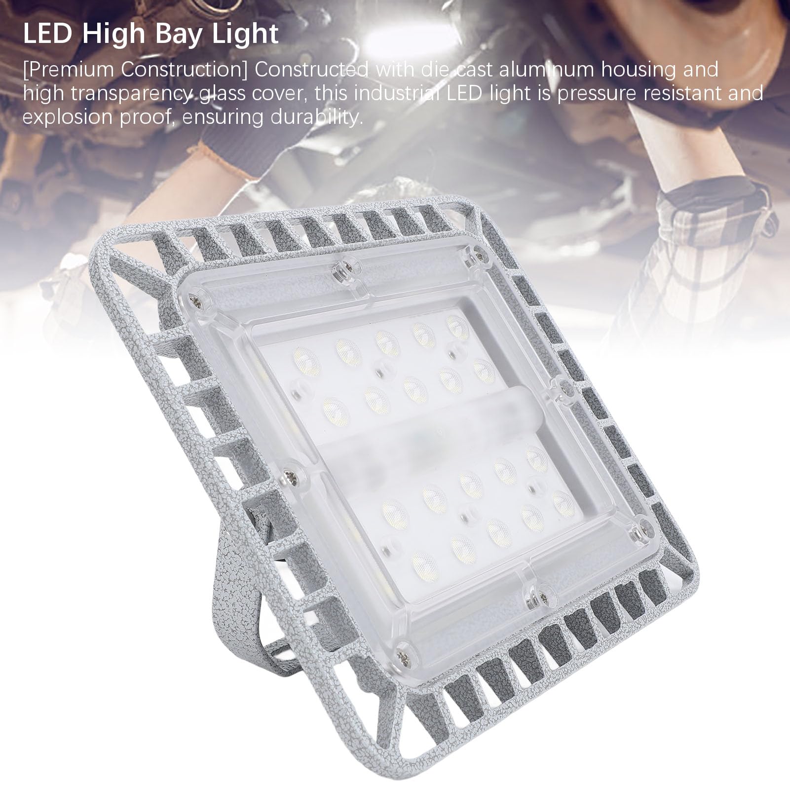 Bewinner Explosionsgeschützte LED-Leuchte, 50 W, 5500 Lm, 5000 K, Hohe Helligkeit, IP65, Wasserdicht, Industrieleuchte aus Aluminiumdruckguss für Lager, Werkstatt, Explosionsgeschützte 220-V-Lampe