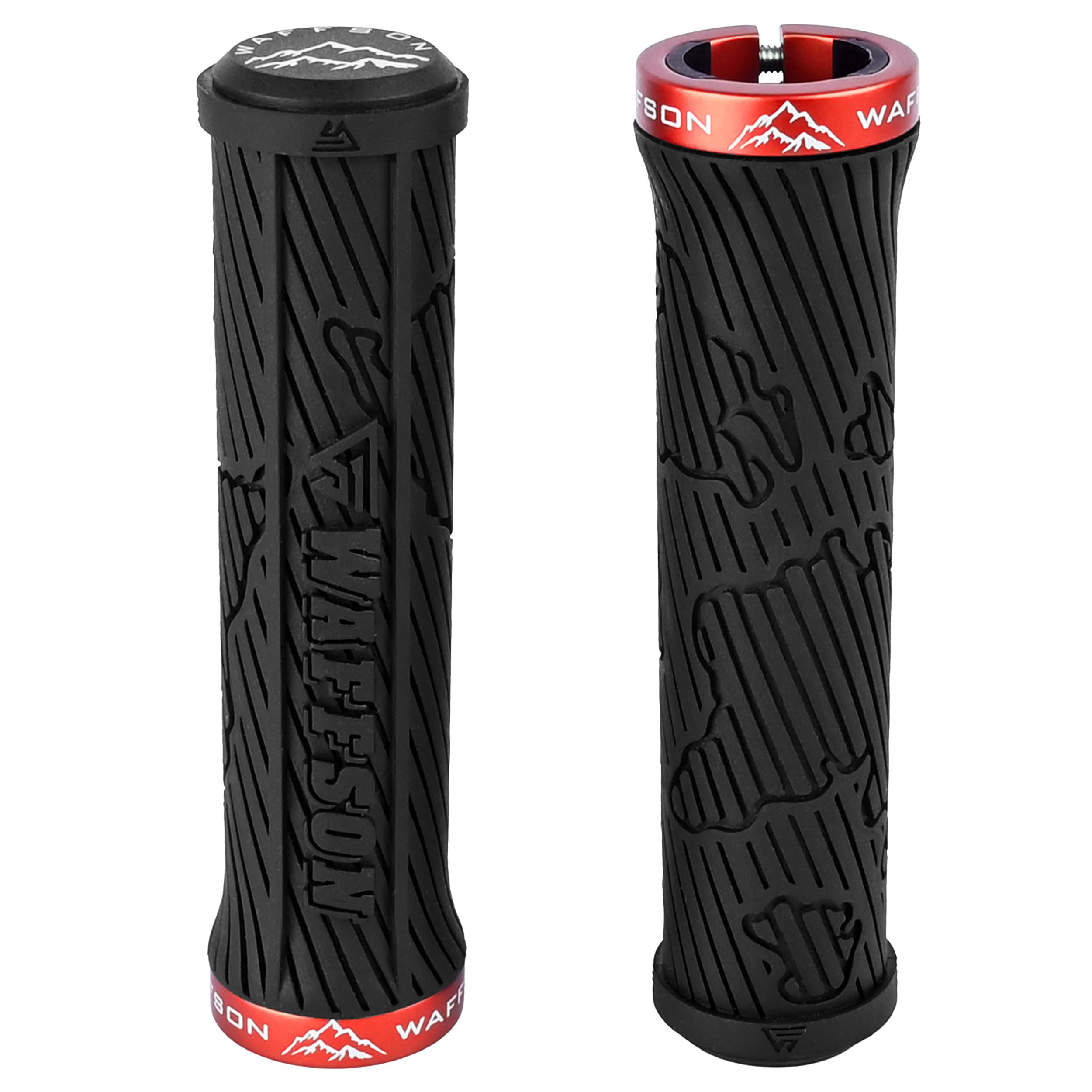 WFS World Map MTB Single Lock-on Grips for Mountain Bikes, Road & City Bicycles, Soft Comfortable Ergonomic, Anti-Slip Locking Handlebar Grips for Trail, Enduro, Downhill, Duo Color, 1 Pair