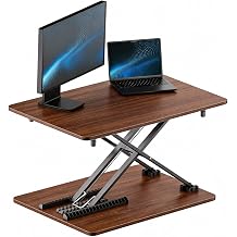 Standing Desk Converter, 25.16" x 15.75", Natural Wood | Height Adjustable Laptop and Monitor Riser for Sit-Stand Work, No Assembly Required for Home and Office
