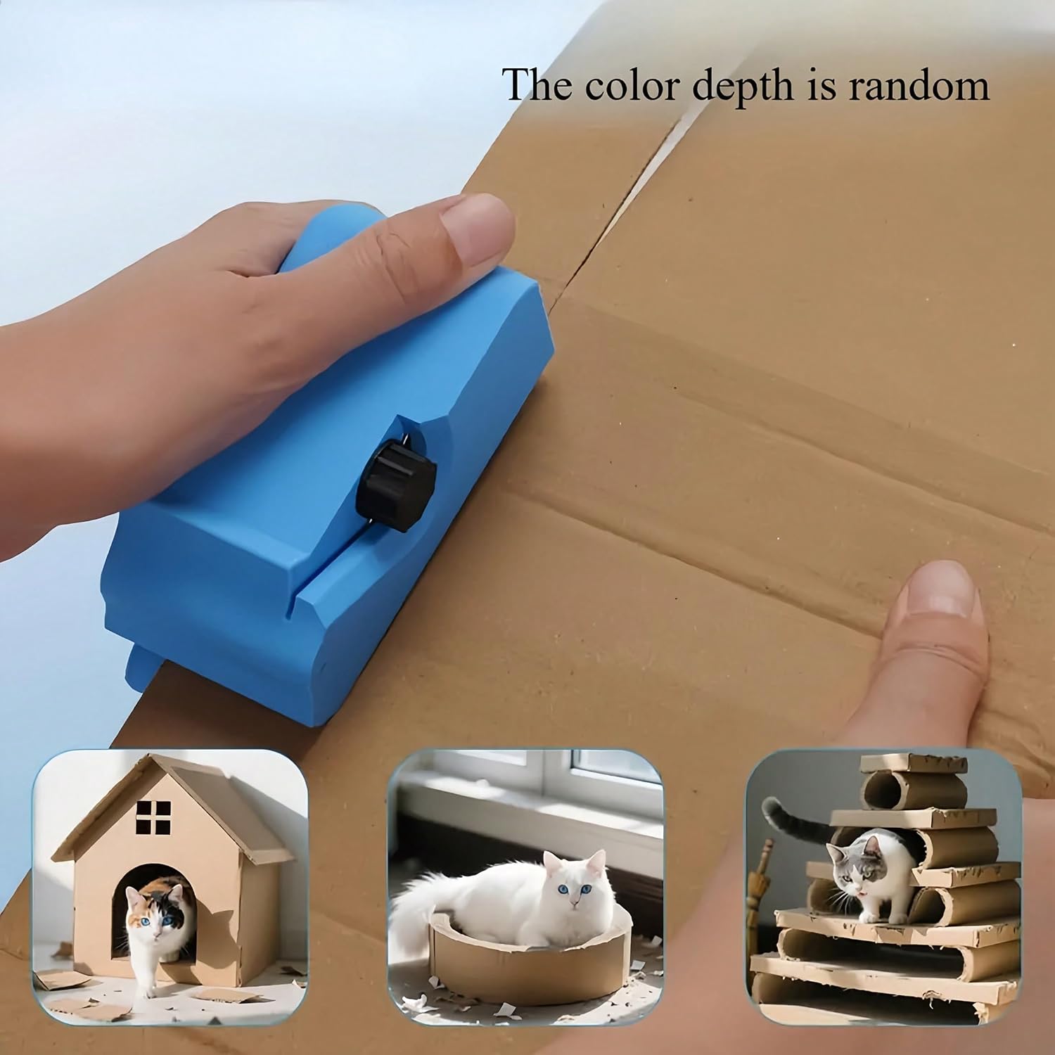 Heavy Duty Cardboard Cutter Scissors DIY Cat Scratcher Board Maker Tool Recycling Box Resizer Crafts Multi Purpose Manual Shears for Thick PET Plastic (Blue)