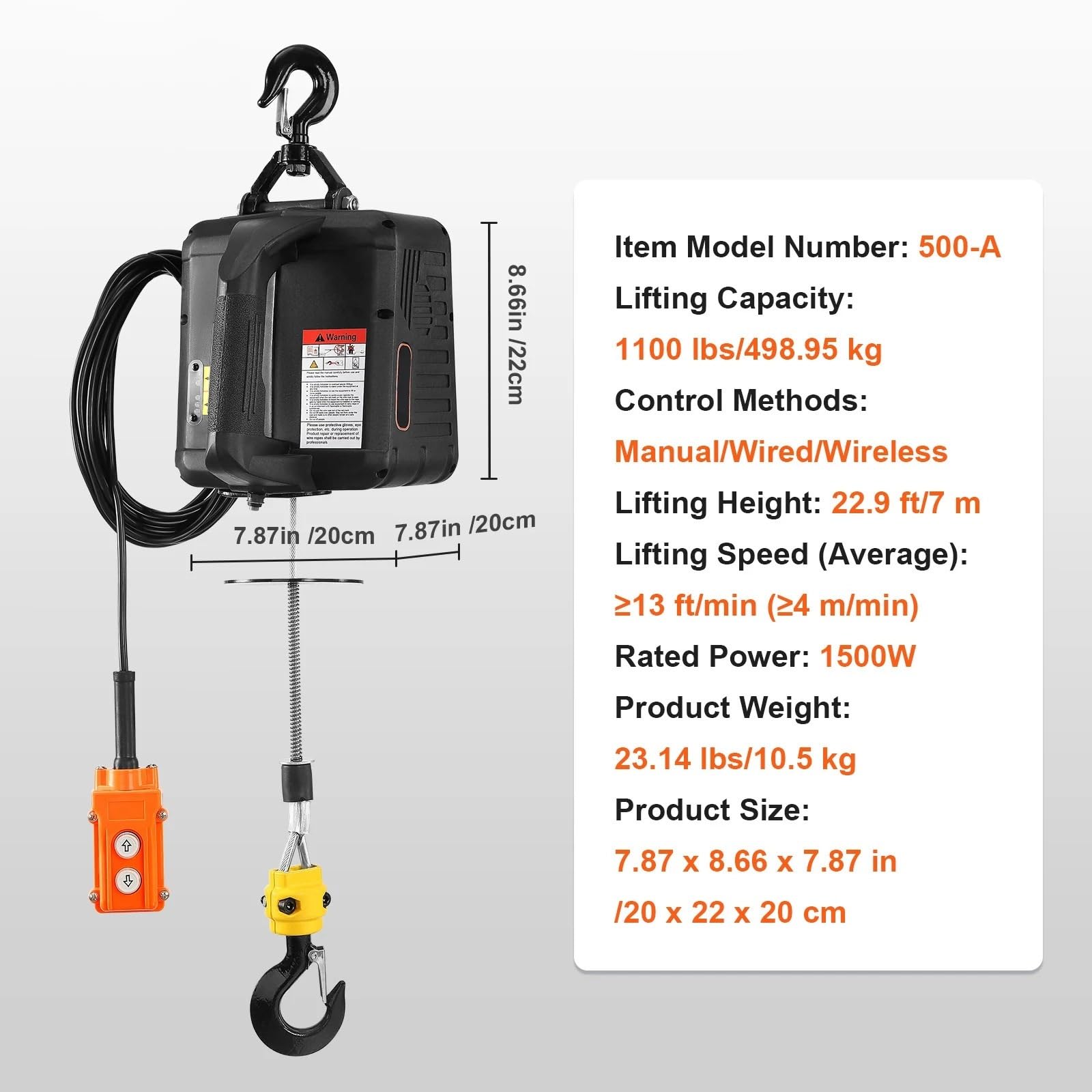 Elektryczna wciągarka Elektryczna Wciągarka | 1100lbs 1500W 3-in-1 Elektryczny Elektryczna wciągarka elektryczny