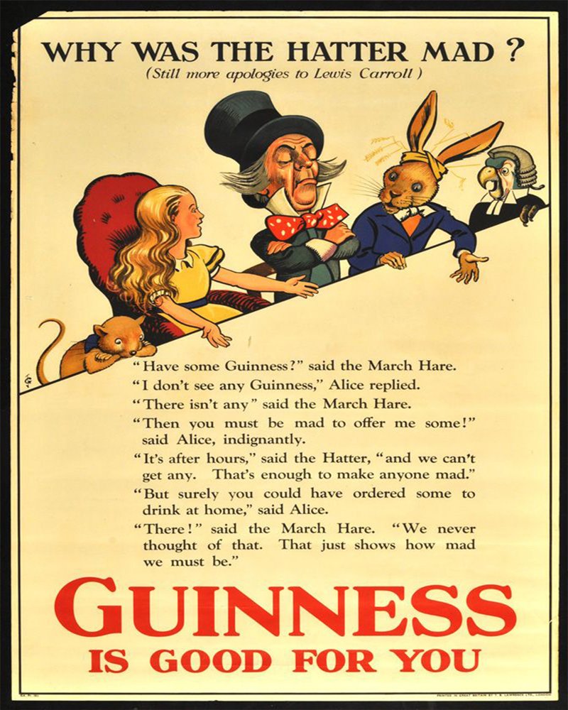 Chill Multicolor Alice In Wonderland Guinness Sign Metal Wall Sign 6X8inches Plaque Vintage Retro Poster Art Picture Print