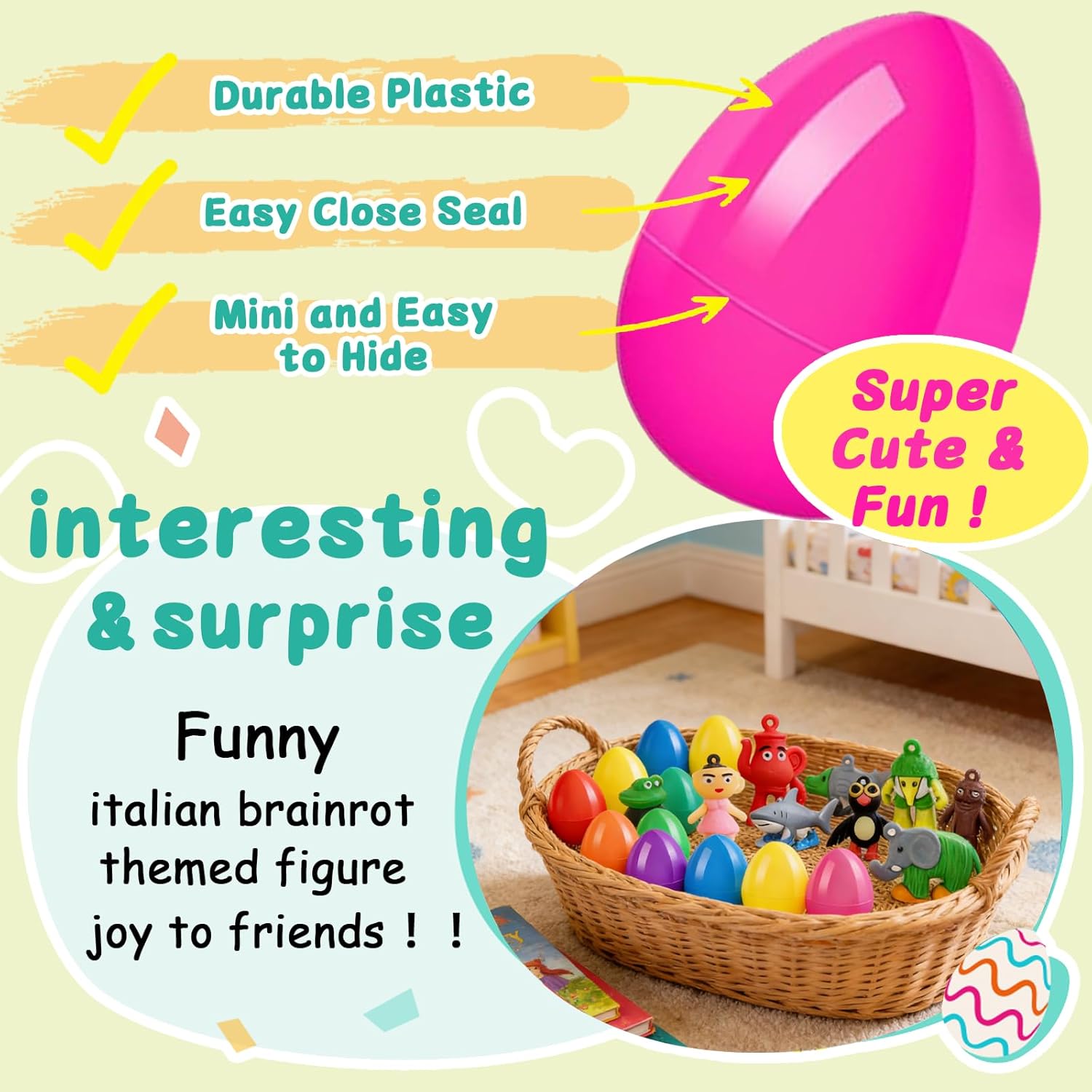 24 Pcs Prefilled Themed Eggs with 24 Italian Brainrot Figures, Collectible Set for Desk Decor, Fan Trading, Gifting