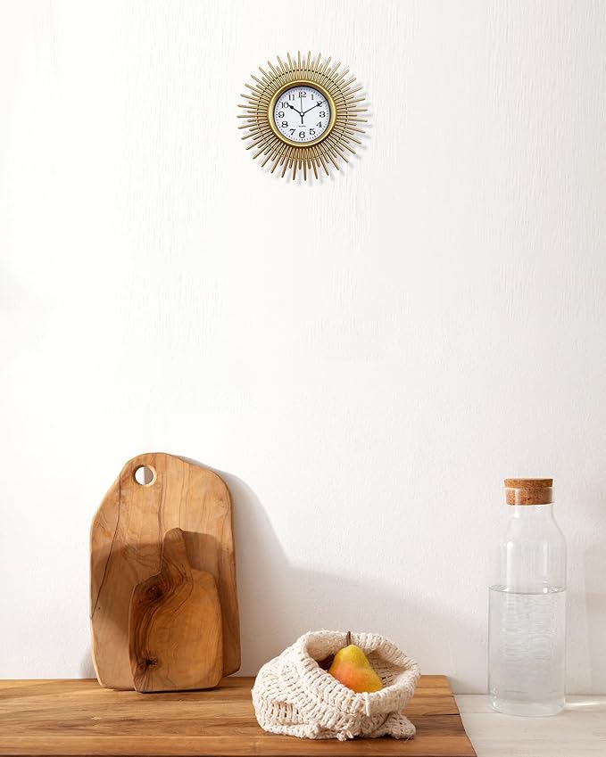 Reloj de Pared Gold Sunburst 10 Pulgadas Analógico Boho miniatura 4