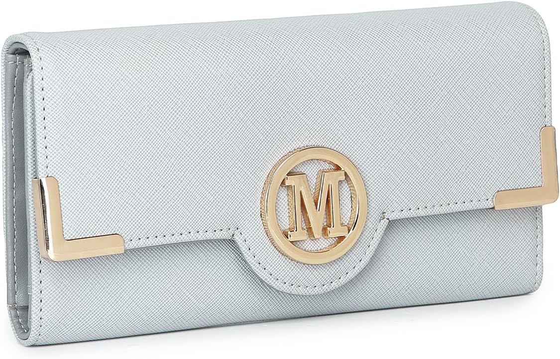 Women's Long Purse Women's Wallet Card Slots Zip Pocket Multiple Card Keys PU Leather with Metal Buckle Mobile Phone Compartment
