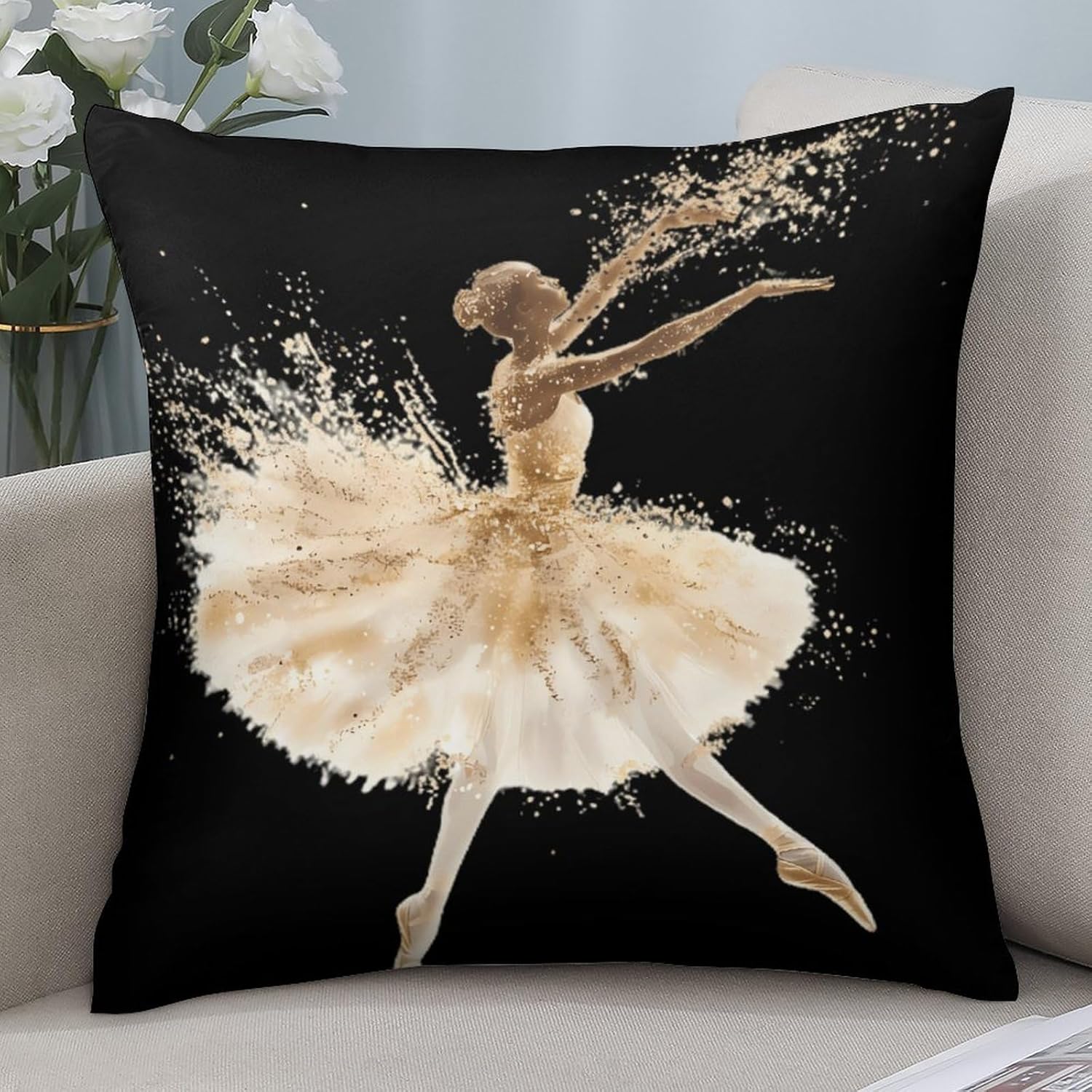 Ballet Dancer Printed Throw Pillow Case 4 Pcs Soft Pillowcases Pillows Covers Sofa Bed Decor 12/14/16/17/18/20/22/24/32 Inches